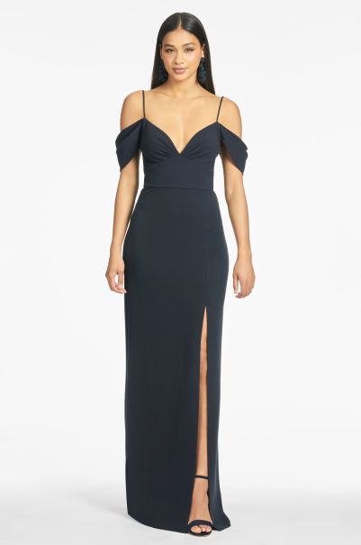 Sachin & Babi Women Brittany 4-Way Stretch Crepe Gown  - Navy Gowns