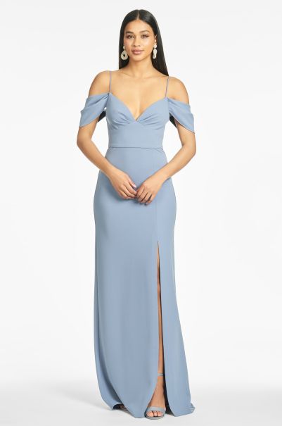 Brittany 4-Way Stretch Crepe Gown - Slate Blue Gowns Sachin & Babi Women