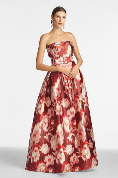 Brielle Gown - Red Ikat Floral Sachin & Babi Women Gowns
