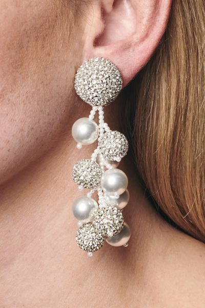 Women Coconut Earrings - Crystals / Pearls Earrings Sachin & Babi