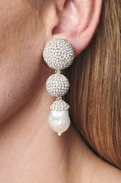 Sachin & Babi Maribel Earrings - Crystals / Baroque Pearl Earrings Women