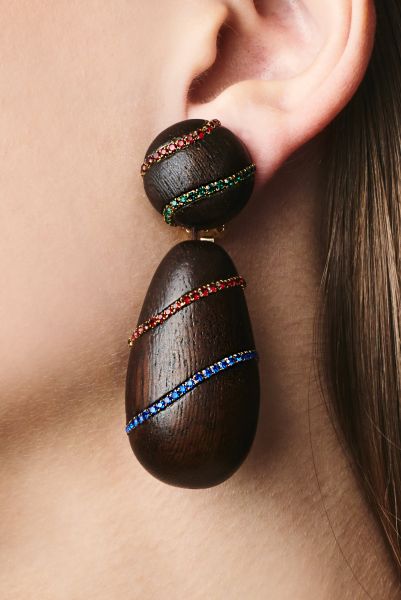 Earrings Women Sachin & Babi Hudson Earrings - Wood / Crystals