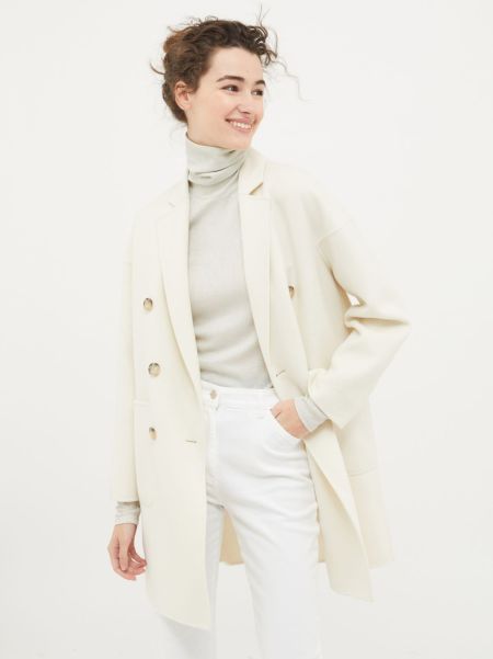Coats And Trench Coats Wool White Max&Co Women Double-Sided Wool Coat Stylish