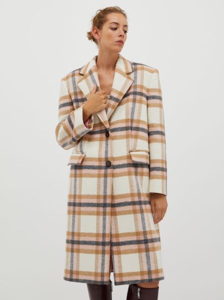 Unique Max&Co Women Checked Coat Coats And Trench Coats Camel Pattern