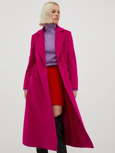 Women Fuchsia Coats And Trench Coats Price Slash Longrun Wool Coat Max&Co