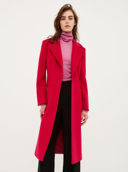 Coats And Trench Coats Runaway Wool-Drap Midi Coat Effective Raspberry Women Max&Co
