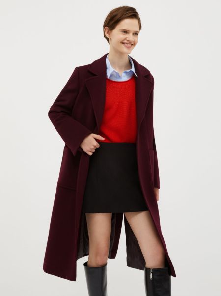 Massive Discount Women Burgundy Coats And Trench Coats Runaway Wool Coat Max&Co