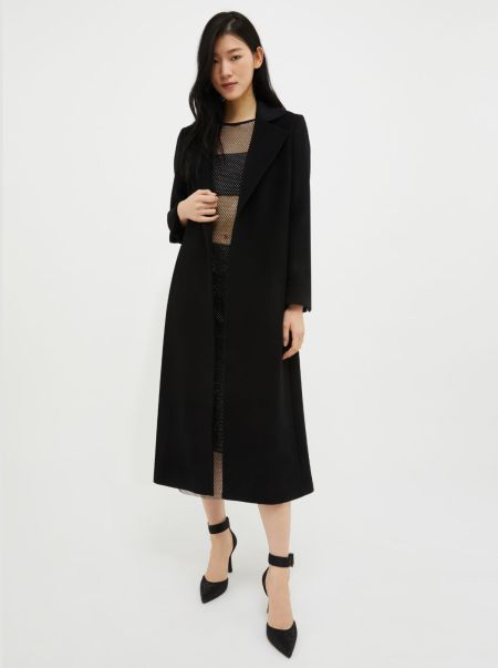 Black Quick Coats And Trench Coats Women Belted Wool Coat Max&Co