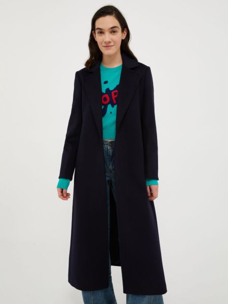 Women Belted Wool Coat Classic Midnight Blue Max&Co Coats And Trench Coats