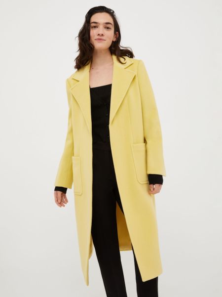 Discount Extravaganza Pale Yellow Women Max&Co Coats And Trench Coats Runaway Wool Coat