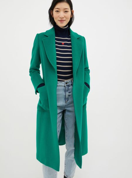 Coats And Trench Coats Premium Runaway Wool Coat Dark Green Max&Co Women