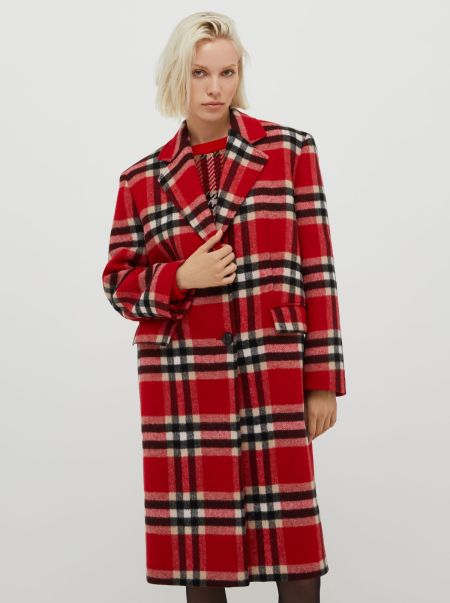 Checked Coat Max&Co Women Coats And Trench Coats Red Pattern Vintage