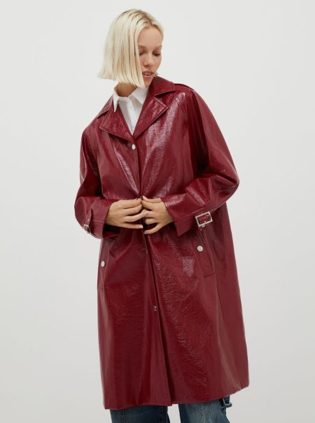 Red Coats And Trench Coats Women Trench Coat In Glossy Patent Leather Professional Max&Co