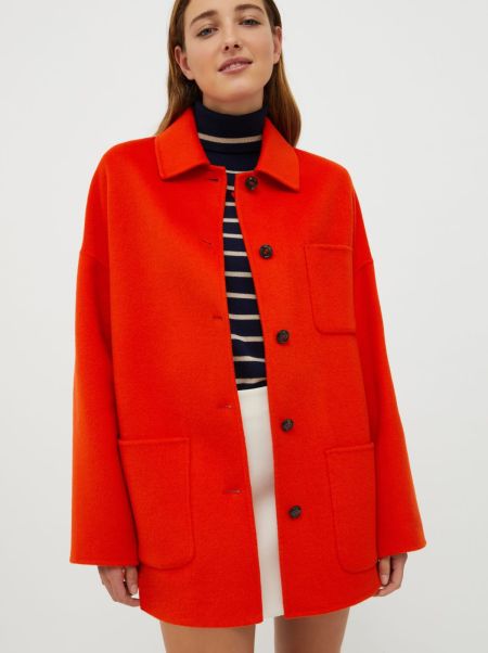 Women Aesthetic Max&Co Double-Faced Wool-Blend Coat Orange Coats And Trench Coats
