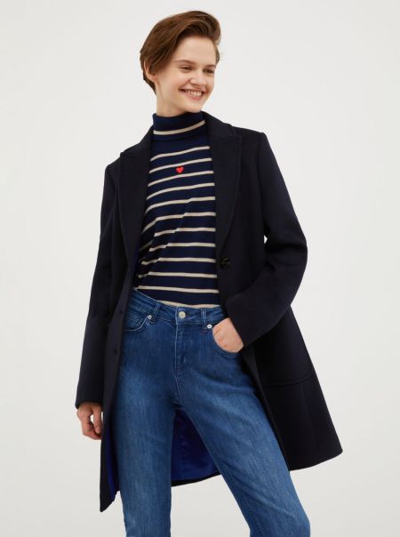 Double-Faced Wool-Blend Coat Safe Navy Blue Coats And Trench Coats Women Max&Co