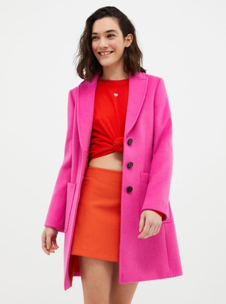 Coats And Trench Coats Women Double-Faced Wool-Blend Coat Fuchsia Order Max&Co