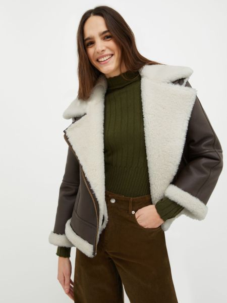Women Coats And Trench Coats Vivid Plush-Lined Biker Jacket Max&Co Tan