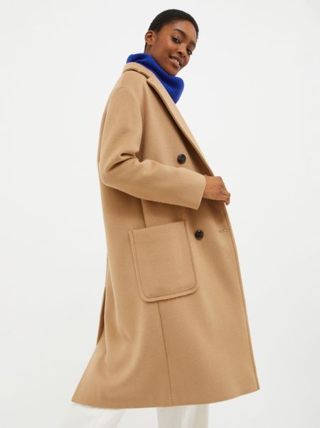 Coats And Trench Coats Camel Women Double-Faced Broadcloth Coat Budget Max&Co