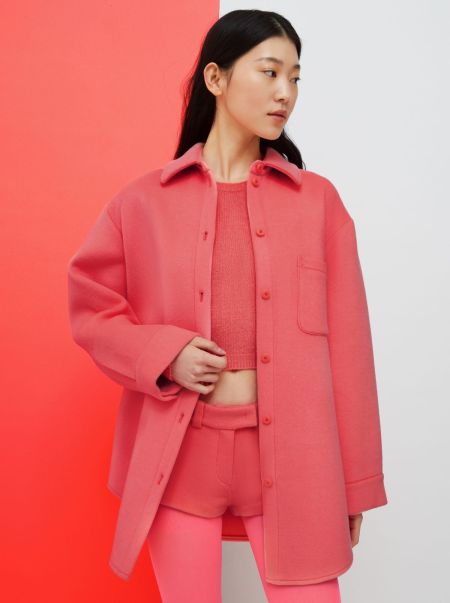 Shocking Pink Women Coats And Trench Coats Max&Co De-Coated With Anna Dello Russo Wool-Blend Overshirt Effective