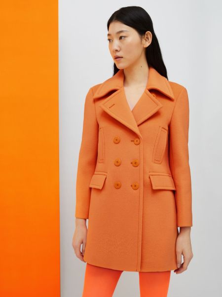 De-Coated With Anna Dello Russo Wool-Blend Pea Coat Coats And Trench Coats Women Mandarin Affordable Max&Co