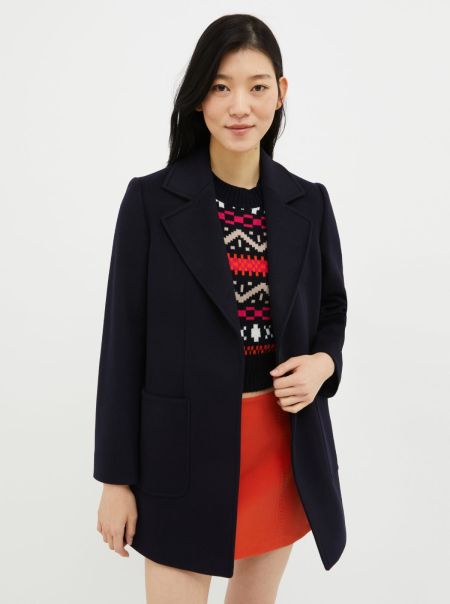 Coats And Trench Coats Shortrun Wool Coat Max&Co Versatile Midnight Blue Women