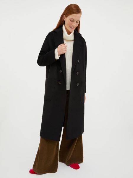 Ingenious Coats And Trench Coats Women Max&Co Black Double-Faced Broadcloth Coat
