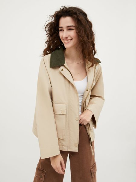 Women Gabardine Jacket Max&Co Coats And Trench Coats Markdown Beige
