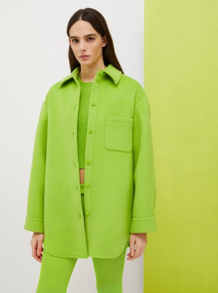 De-Coated With Anna Dello Russo Wool-Blend Overshirt Women Coats And Trench Coats Max&Co Fresh Acid Green