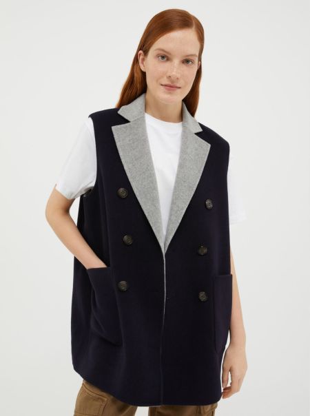 Reversible, Double-Sided Wool Coat Max&Co Women Spacious Midnight Blue Coats And Trench Coats