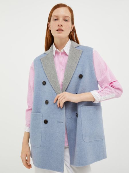 Reversible, Double-Sided Wool Coat Convenient Women Air Force Blue Max&Co Coats And Trench Coats
