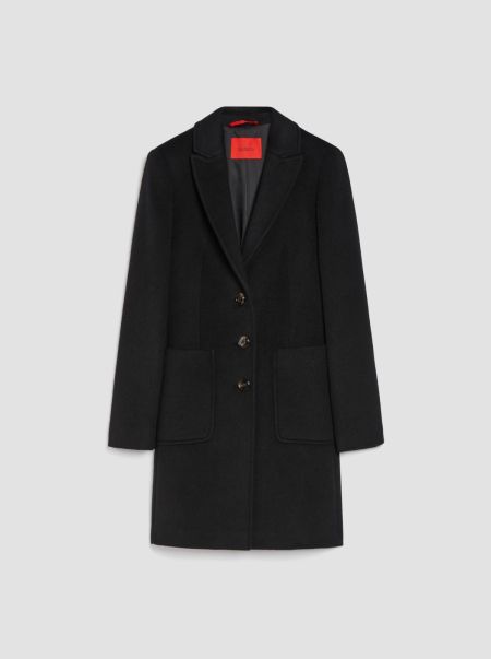Massive Discount Coats And Trench Coats Double-Faced Wool-Blend Coat Women Max&Co Black