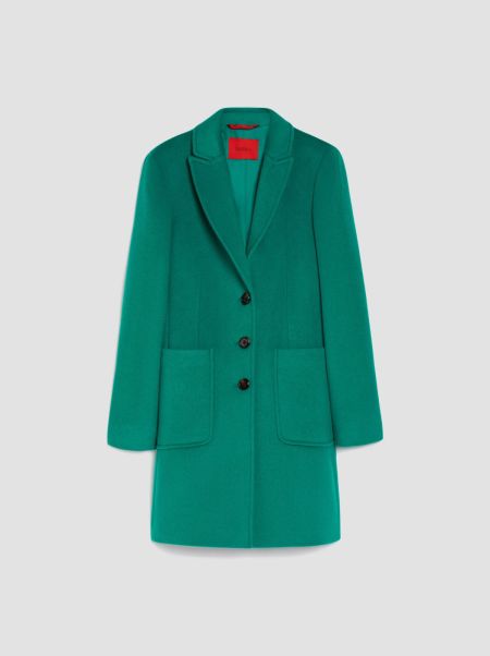 Women Fashion Max&Co Dark Green Coats And Trench Coats Double-Faced Wool-Blend Coat