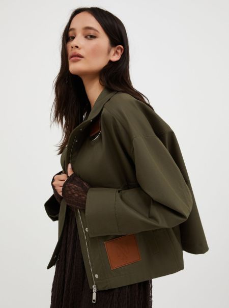 Coats And Trench Coats Women Khaki Green Technical-Gabardine Blouson User-Friendly Max&Co