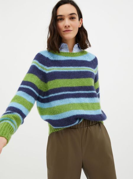 Mohair-Blend Pullover Sweaters And Cardigans Discount Midnight Blue Pattern Max&Co Women