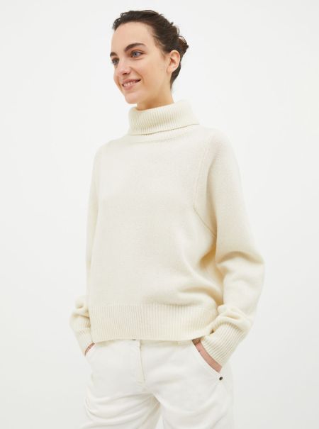 Women Sweaters And Cardigans Effective Ivory Wool-Blend Turtleneck Max&Co