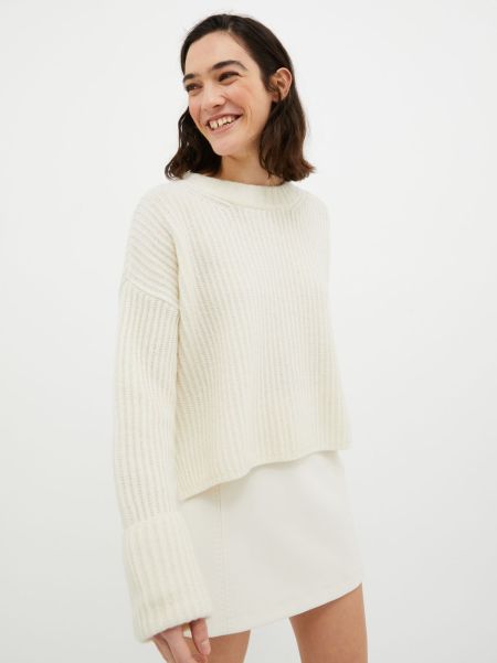Asymmetric Wool-Blend Pullover Sweaters And Cardigans Cheap Max&Co Ivory Women
