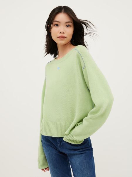 Mint Heart-Embroidered Cashmere Jumper Cozy Sweaters And Cardigans Women Max&Co