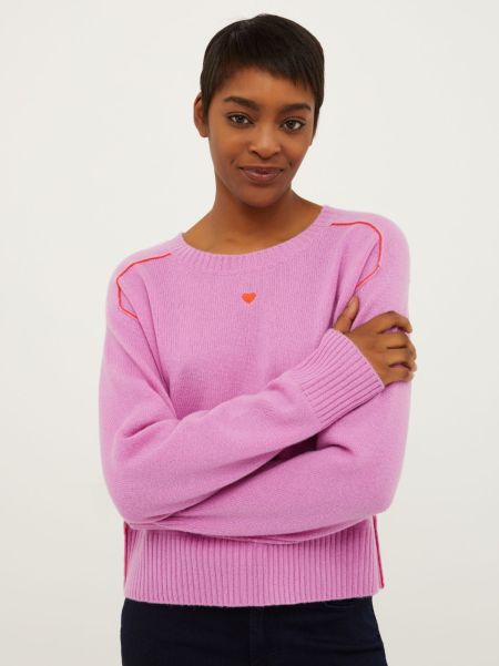 Women Sweaters And Cardigans Heart-Embroidered Cashmere Jumper Lilac Max&Co Original
