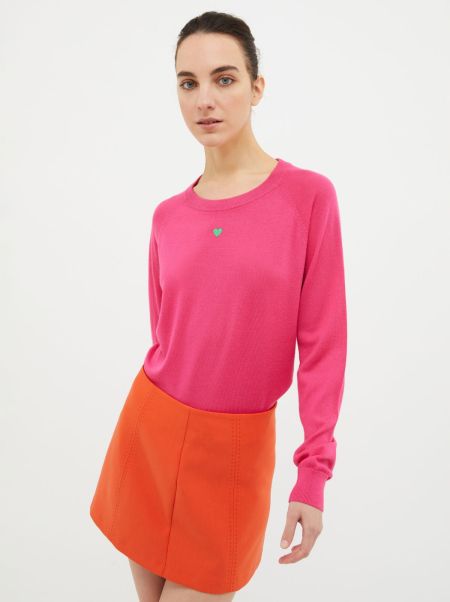 Ribbed Wool Jumper Fuchsia Women Max&Co Price Slash Sweaters And Cardigans