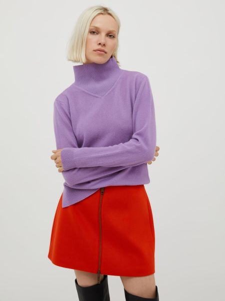 Polo Neck Wool-Blend Jumper Sweaters And Cardigans Clearance Lilac Women Max&Co