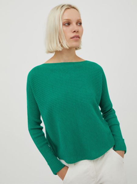 Sweaters And Cardigans Max&Co Women Green Ribbed Wool-Blend Jumper Tough