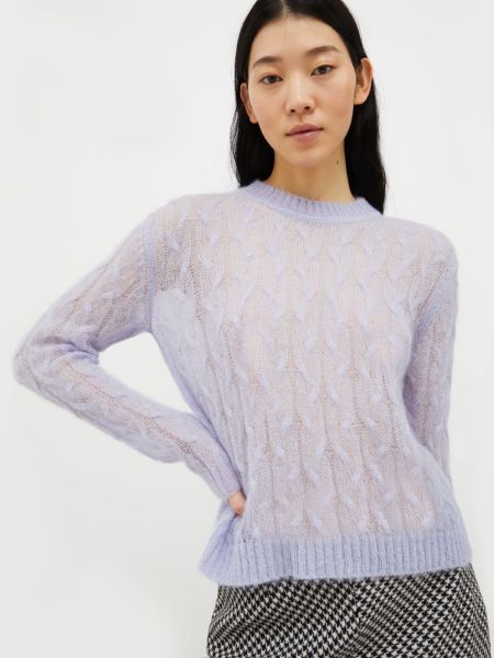 Max&Co Sweaters And Cardigans Handcrafted Cable-Knit Mohair-Blend Jumper Women Lilac
