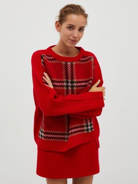 Red Dropped Women Max&Co Jacquard Pure Wool Jumper Sweaters And Cardigans