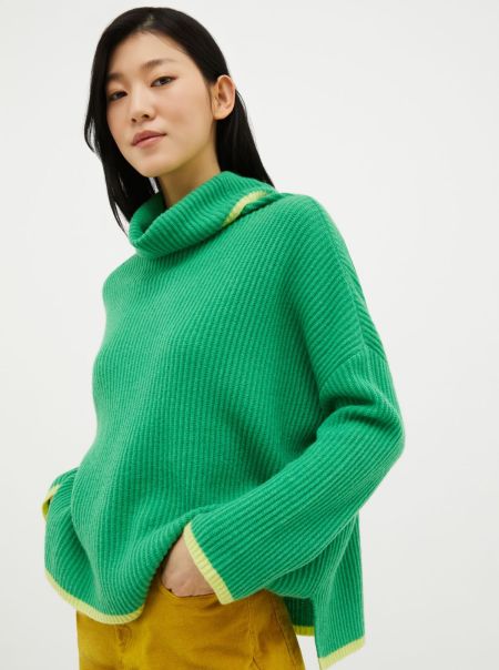 Green Offer Max&Co Women Turtleneck Cashmere Pullover Sweaters And Cardigans
