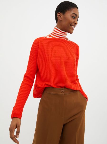 Retro Women Sweaters And Cardigans Coral Max&Co Ribbed Wool-Blend Jumper