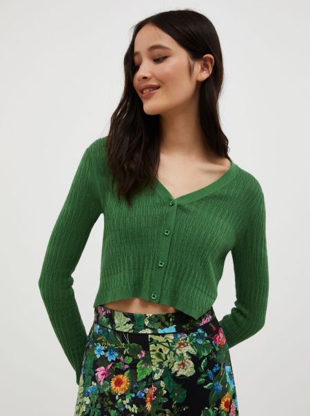 Cotton And Modal-Blend Cardigan Sweaters And Cardigans Max&Co Green Pattern Women Exceed