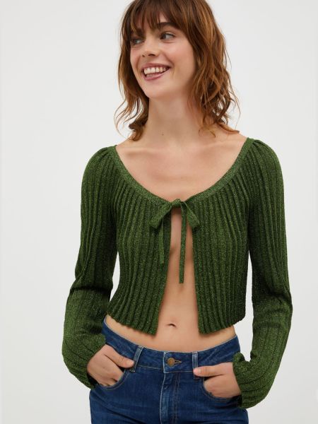 Max&Co Sweaters And Cardigans Cropped Lurex-Knit Cardigan Outstanding Women Green