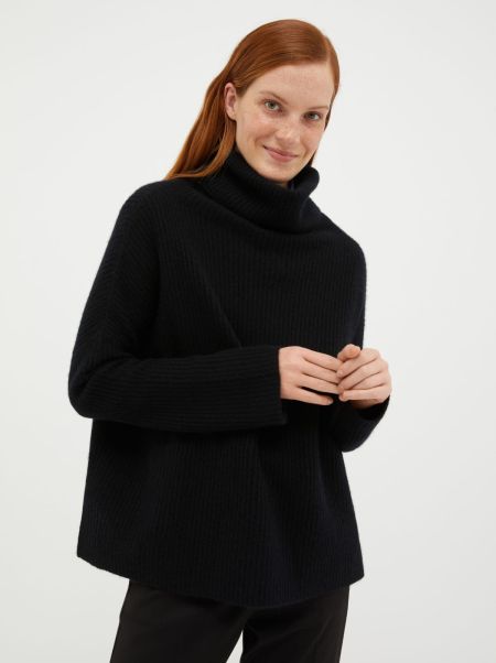 Black Enrich Women Turtleneck Cashmere Pullover Sweaters And Cardigans Max&Co