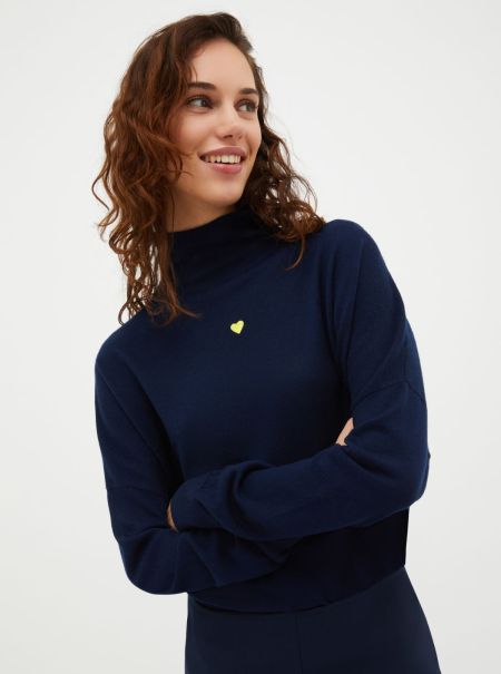 Sweaters And Cardigans Max&Co Navy Blue Generate Women Polo Neck Wool Jumper
