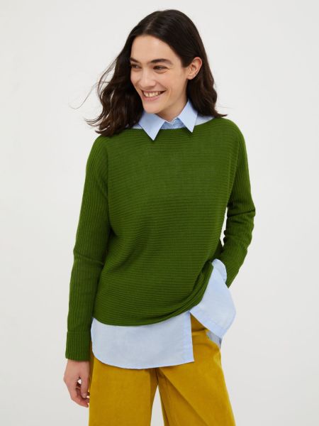 Sweaters And Cardigans Max&Co Green Jumper With Horizontal Ribbing User-Friendly Women